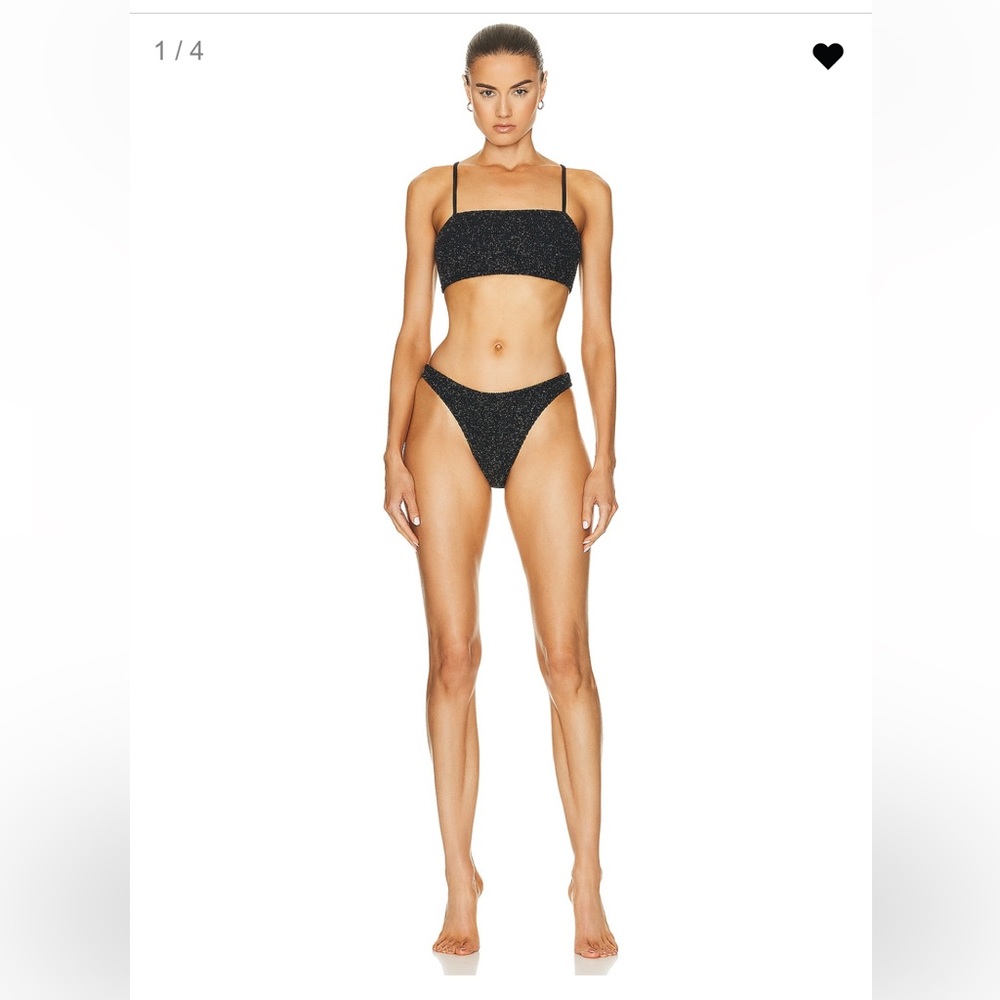 Hunza G Gigi Lurex Bikini 
Black/Gold NWT
